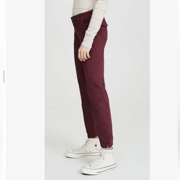 PAIGE Mayslie Jogger Pants Burgundy Spice Denim Casual Women’s Size 28 - Picture 2 of 13